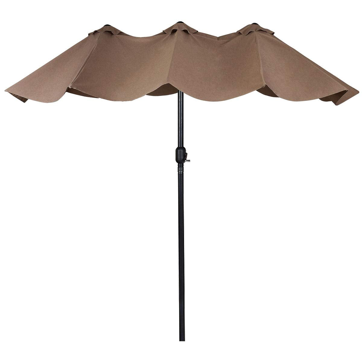 15x9 Ft Double Sided Outdoor Umbrella, Market Table Umbrella w/Crank, Patio Umbrella Extra Big for Beach/Poolside/Backyard/Campsite, Tan outdoor basic