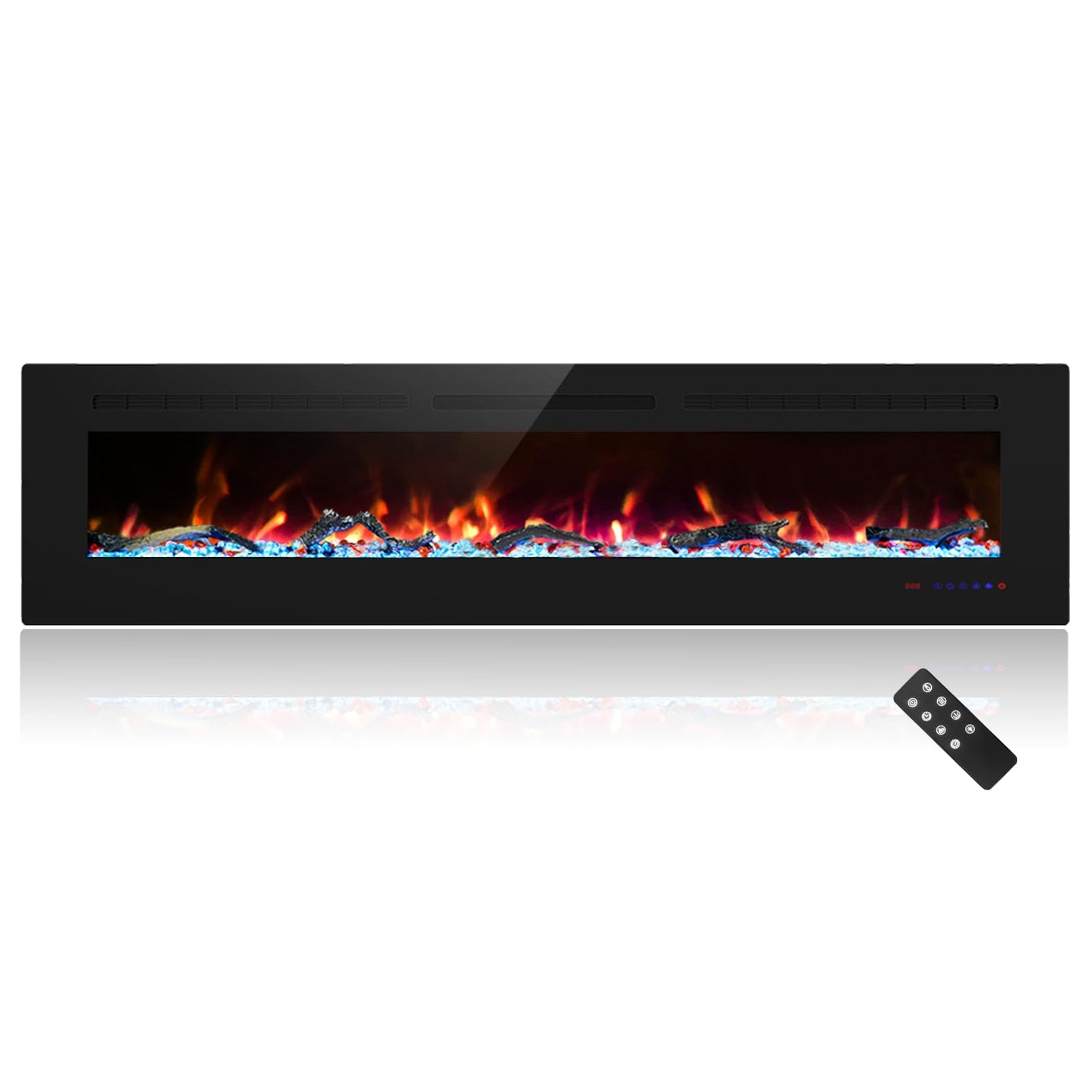 Cheerway 72 inch Ultra-Thin Electric Fireplace Heater, Wall Mounted & Recessed Electric Fireplace Insert, Linear Fireplace w/Thermostat, 13×13 Flame Color, Remote & Touch Control w/Timer, 750W/1500W