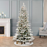 Puleo International 7.5 Foot Pre-Lit Slim Flocked Aspen Fir Artificial Christmas Tree with 450 Clear Lights Puleo International