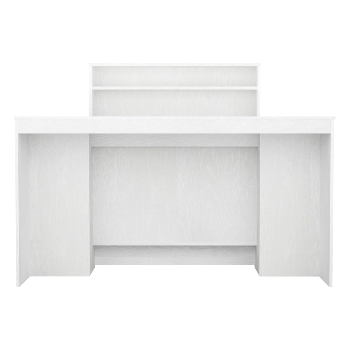 VOWNER 39.3" H Modern Reception Desk with LED Lighting, Office Counter with Display Cabinet, Secretary Desk with Power Outlets – Front Desk for Salon, Lobby (55.1" W x 21.2" D x 39.3" H) (White) VOWNER