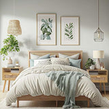 Mid-Century Modern Rattan Nightstand (2 Set), Boho Wood Accent Table with Storage Drawer - Bedside Table for Bedroom or End Table for Living Room, Natural Wood Accent Decor - Light Brown Lifetime Home