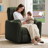 Jocisland Power Recliner Nursery Chair for Adults, Electric Swivel Rocking Glider with USB & Type-C, Soft Fabric Armchair with 2 Pillows, Cozy Reclining Sofa for Living Room, Bedroom, Green