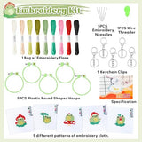 WATINC Beginners Embroidery Kits - 9PCS DIY Keychain with Mushroom Frog Cross Stitch Beginner Kit for Kids Needle Point Starter Kit Sewing Set with Instructions for Children Adults