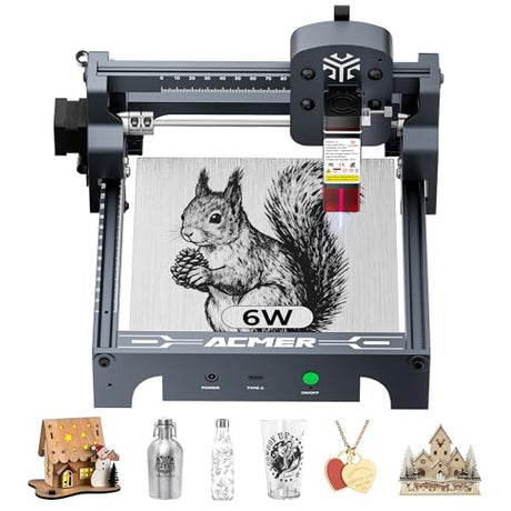 ACMER S1 Laser Engraver 6000mW, Compact Desktop Engraving & Cutting Machine for DIY Crafts, Small Business & Makers, 130脳130mm Work Area, 0.04mm Laser Spot Engraving Machines & Tools ACMER