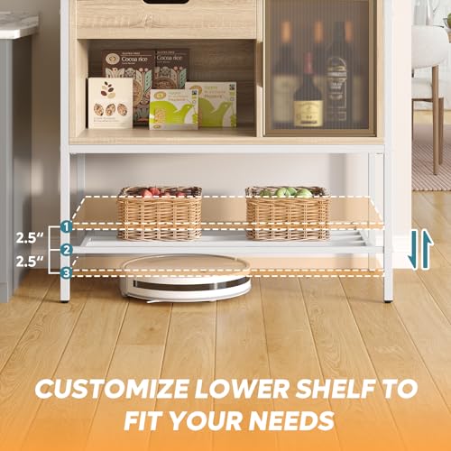 Bestier 6-Tier LED Bakers Rack with Storage & Hooks - Multifunctional Oak Stand Bestier