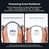 ANYCUBIC 3D Printer Resin, ABS-Like 3.0 Resin for 8K/14K/16K 3D Printing, Strong Strength, High Precision, Low Odor, Wide Compatibility for All LCD Resin 3D Printers (Grey, 1kg)