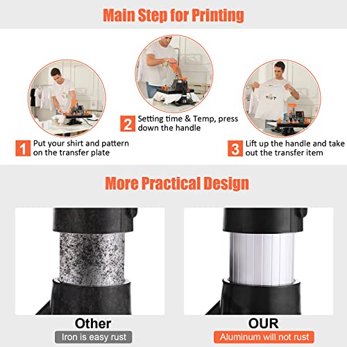 AKEYDIY Upgraded 8 in 1 Heat Press Machine for Tshirts 12''X15'' 360° Swing Away Shirt Press Machine for Sublimation Multifunctional Heat Transfer Machine Combo for DIY T-Shirts Cap & Mugs AKEYDIY