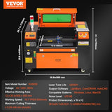 VEVOR 50W CO2 Laser Engraver, 12 x 20 in, 19.7 IPS Laser Cutter Machine with 2-Way Pass Air Assist, Compatible with LightBurn, CorelDRAW, AutoCAD, Windows, Mac OS, Linux, for Wood Acrylic Fabric More VEVOR