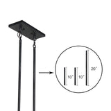 LALUZ Farmhouse Chandelier, 5-Light Kitchen Island Lighting with Clear Glass, Wood and Black Finish, 32 Inches LALUZ