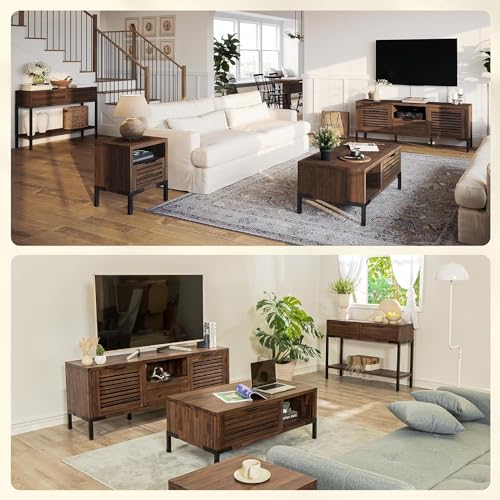 Bme Millie 2 Drawers Industrial Style-Ideal for Entryway, Hallway, Living Room Easy Assembly, Console Table Rustic Chesnut Bme