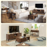 Bme Millie 2 Drawers Industrial Style-Ideal for Entryway, Hallway, Living Room Easy Assembly, Console Table Rustic Chesnut Bme