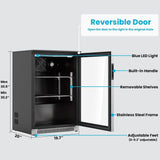 Advanics 20IN Beverage Refrigerator with Glass Door-120 Can Built in Under Counter Fridge & Freestanding,Ideal for Soda,Beer Drink Cooler Advanics