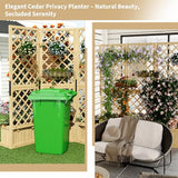 GarveeLife Cedar Privacy Screen with Planter Box - 3-Panel Freestanding Garden Fence, 62 in x10 in x65 in Tall Outdoor Divider with Drain Holes & Raised Bed for Patio, Deck & Backyard (Natural Wood) GarveeLife
