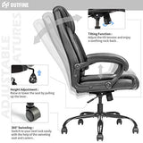 OUTFINE Office Chair Executive Office Chair Desk Chair Computer Chair with 5-Year hydrolysis-Resistant Leather Spring Cushion Ergonomic Support Tilting Function Upholstered in Bonded Leather Black OUTFINE