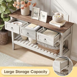 Maupvit Rustic Entryway Table with Large Storage Space, Farmhouse Feel Console Table for Entryway, Sturdy & Reliable Structure Sofa Table, Easy to Assemble Entry Table Maupvit