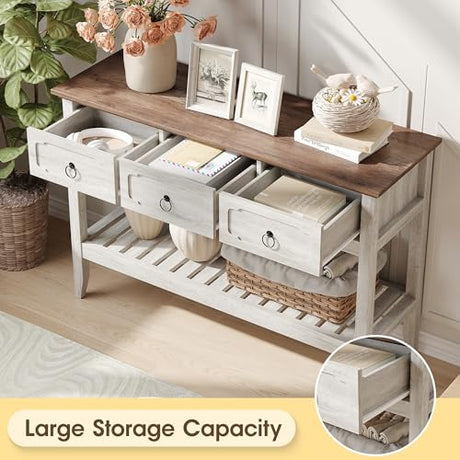Maupvit Rustic Entryway Table with Large Storage Space, Farmhouse Feel Console Table for Entryway, Sturdy & Reliable Structure Sofa Table, Easy to Assemble Entry Table Maupvit