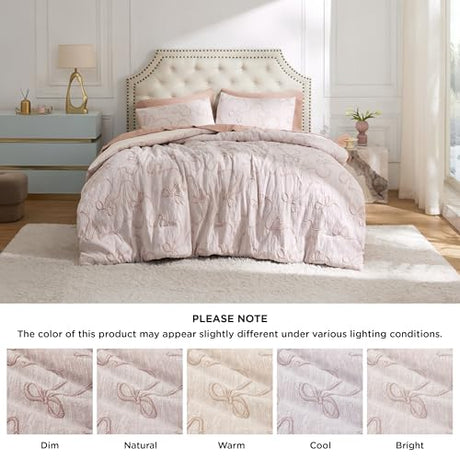 Bedsure Pink Full Size Comforter Sets for Girls, GentleSoft™ 3 Pieces Bow Comforter with 2 Pillow Shams, Cute Girls Full Size Bedding Sets Pink Room Decor Aesthetic Bedroom Decor, 82x86 Inches Bedsure