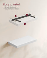 VASAGLE Wall Shelves Set of 2, Floating Shelves, Wall Mounted, 8 x 15.7 x 1.5 Inches, Display Shelves for Picture Frames, Wall Decor, Hanging Shelf for Living Room, Kitchen, White ULWS054W01 VASAGLE