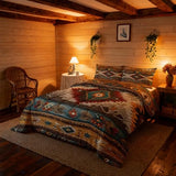 ZDABAOEC Western Full Size Comforter Set 3 Piece, 2 Pillow Shams, Native American Tribal Aztec Navajo Reversible Down Alternative All Season Bedding, Soft Microfiber, Southwestern Bedroom Decor ZDABAOEC