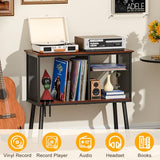 Record Player Stand with Adjustable Divider Vinyl Storage Holder Up to 200 Albums Mid-Century Large Record Player Table Vinyl Holder Turntable Stand End Table for Bedroom & Living Room, Patent Pending Simple Serenity