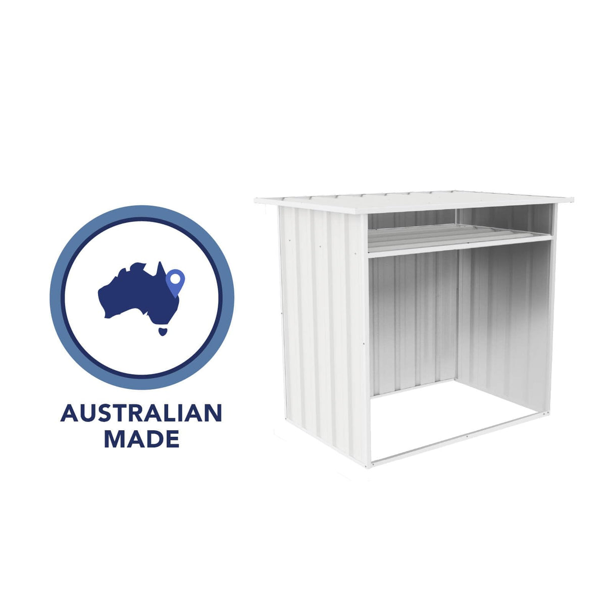 ABSCO 4' x 2.5' x 3.7' DIY Galvanized Steel Firewood Shed, Surfmist White ABSCO