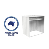 ABSCO 4' x 2.5' x 3.7' DIY Galvanized Steel Firewood Shed, Surfmist White ABSCO