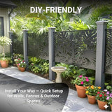 Metal Privacy Screen Outdoor – 72in Decorative Laser Cut Steel Garden Divider Panel with Tropical Leaf Design, Weatherproof Freestanding Modern Privacy Fence for Patio, Deck, Backyard & Balcony TALLYVER