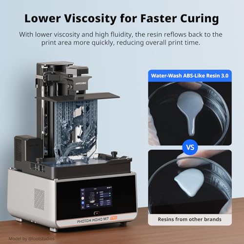 ANYCUBIC Water Washable ABS-Like Resin 3.0, 3D Printer Resin, High Toughness and High Precision, Easy to Post-Process, Low Odor, Wide Compatibility for All LCD 3D Printers (Gray, 1kg)