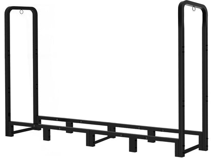 Artibear 8ft Outdoor Firewood Rack, Upgraded Heavy Duty Logs Stand Stacker Holder for Fireplace - Metal Lumber Storage Carrier Organizer, Bright Black