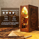 Funle Book Nook Kit for Adults, DIY Wooden Miniature House Kit, 3D Puzzle Crafts for Adults, Creative Book Nook Insert for Bookshelf