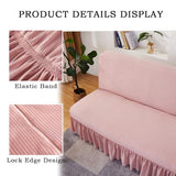 Daunkang Futon Cover Slipcover Removable Armless Sofa Bed Slipcovers Full Size with Skirt Ruffled Knitted Futon Sofa Cover Furniture Bed Protector with Elastic Bottom M Pink Daunkang