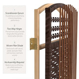 Red Lantern 3 ft. Short Fiber Weave Folding Screen - Dark Mocha - 4 Panels Red Lantern