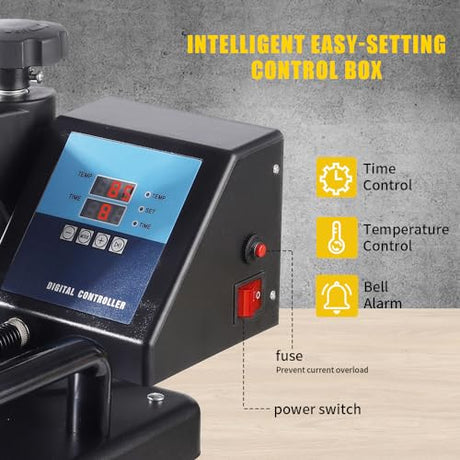 SHUOHAO Upgraded 15 in 1 Heat Press Machine for T-Shirts,Hats,Mugs,Pens &More 12x15 Inch Heat Press 360-Degree Rotation Swing Away Sublimation Machine Dual-Tube Tshirt Press Machine Digital Control SHUOHAO
