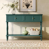 ARTPOWER Mid-Century Console Table for Entryway with 2 Drawers, Green Entryway Table with Storage Cabinets and Open Shelf, Narrow Long Couch Table Behind Sofa for Living Room, Foyer, Hallway ARTPOWER