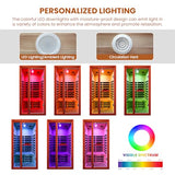 Sauna, Far Infrared Saunas for Home Room 1550W/110V Indoor Sauna for Single Person Okoume Wood Sauna Spacious 1 - 2 Person Low EMF Dry Sauna with Speakers/Air Hole and Color Lighting 39.4*35.4*74.8 IN HOSAUNA