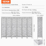 VEVOR Wood Room Divider, 6 Panel Wood Folding Privacy Screen, 66.9 Inches Tall Indoor Carved Partition Divider, Portable Decoration Screen, for Room Separation, Home, Office, Restaurant & Bedroom VEVOR