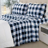 Elegant Comfort Luxuriously Soft 4-Piece Velvet Plush Flannel Sheet Set - Premium Quality - Cozy Warm, Anti-Static, Non Pilling Fuzzy Velvet Flannel Fleece Deep Pocket Sheet Set-Twin XL, Buffalo Navy Elegant Comfort