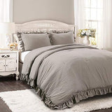 Lush Decor Reyna Ruffle Comforter Set - 3 Piece Cozy Ruffled Bedding Set - Timeless Elegance and Comfort for Dorm Room - Full/ Queen, White Lush Decor