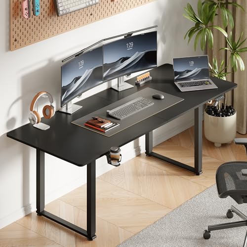 71x32 Inch Adjustable Standing Desk with 4 Legs, Stand-up Desk Features a Spacious Rectangular Top, Dual-Motor Lift, and Memory Presets (28-46Inch) for Home Offices or Computer Workstations, Black Lefurture