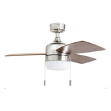 Honeywell Ceiling Fans Barcadero Modern 44 Inch Ceiling Fan with Light, Pull Chain LED Indoor Fan with 3 Blades, Maple and Brown Maple Blade Finish Options, Brushed Nickel (50616-01) Honeywell Ceiling Fans