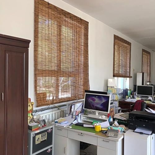 Bamboo Roman Window Blinds Sun Shades, UV Resistant Outdoor Home Roller Shades, Patio Blinds Roll Up Waterproof Curtains Privacy Partition With Lifter, Cordless 31x72in 40x48in 50x83in ( Size : 76"W x WoodArtSupply