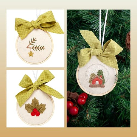 Stick and Stitch Embroidery Patterns, Holiday/Snowflake Designs, Water Soluble Embroidery Stabilizer Transfer Paper, Adult Beginner Hand Embroidery Kit for Gifts (Holiday 3 Pages) HavTerra