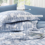 BLOOMHAVEN Queen Comforter Set -7 Pieces Blue Floral Comforter Set for All Seasons, Bed in a Bag Queen with Botanical Flowers Comforter, Sheets, Pillowcases & Shams BLOOMHAVEN