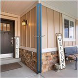Outdoor Welcome Sign for Front Porch Standing Large 2 Sided 45"X9" Wooden Frame Tall Vertical Leaner Long Home Sweet Home Front Door Sign for Rustic Outside Farmhouse Modern Decor (Wood White) Surfapans