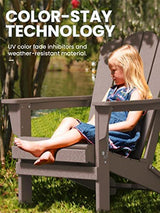 KINGYES Folding Adirondack Chair, HDPE All-Weather Folding Adirondack Chair, Brown KINGYES