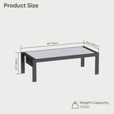 Bestier Aluminum Patio Coffee Table with LED, Rectangle Outdoor Side Table with Marble Texture Top, All-Weather Patio Furniture Dining Table with Waterproof Olefin Bag, Anti-Slip, Backyard, Balcony Bestier