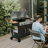 Royal Gourmet ZH3002N Propane Gas and Charcoal Grill Combo, Dual Fuel BBQ Grill with 2 Side Shelves for Outdoor Patio Garden Backyard Barbecue, 20,000 BTUs, Silver & Black Royal Gourmet