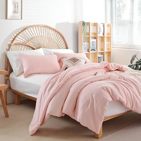 weigelia Pink Comforter Full Size Set – Soft All-Season Bedding with 300GSM Fluffy Microfiber, Includes 2 Matching Pillowcases – Elegant Blush Pink Comforter for Girls, Teens, and Women weigelia