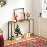 MAHANCRIS Console Table, Narrow Sofa Table, 43.3” Entrance Table with Power Station, Behind Couch Table, Simple Style, for Living Room, Hallway, Entryway, Foyer, Rustic Brown and Black CTHR112E01 MAHANCRIS