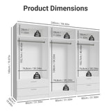 Madesa Wardrobe Armoire Closet, 6 Doors 4 Drawers Bedroom Storage Cabinet, 94 Inch Wooden Clothing Organizer with Shelves Hanging Rod, White Madesa